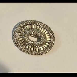Elegant Silver Oval Brooch